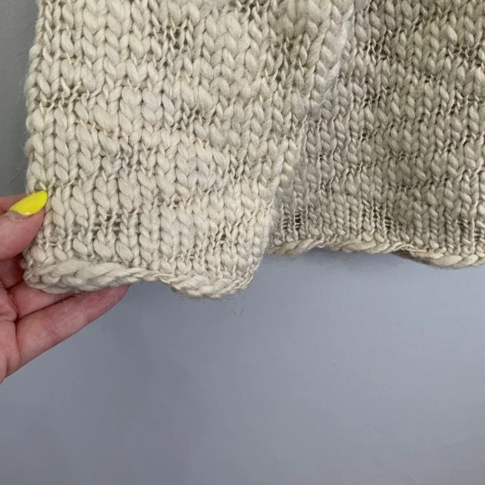 J. Jill Sz Large Beige Wool Alpaca Knit Sweater Open Knit Capsule Neutral Cozy